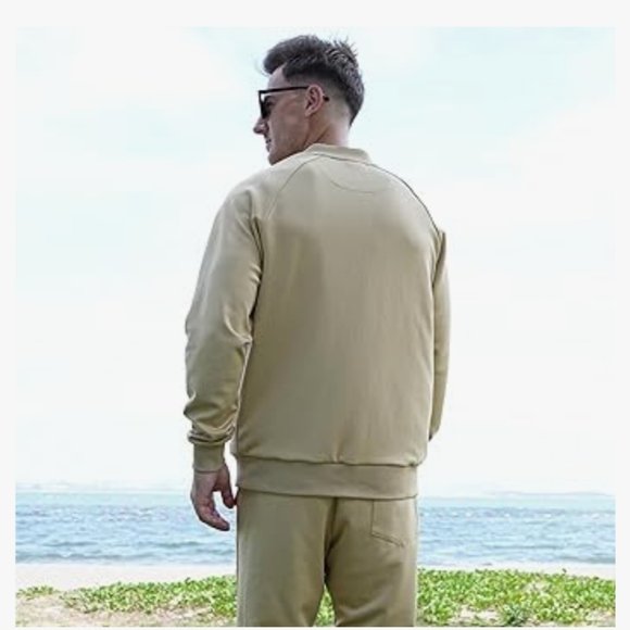 Jian Wang Tracksuit Long Sleeve Jogging Suit 2 Piece Size 2XL Tan - Picture 5 of 12